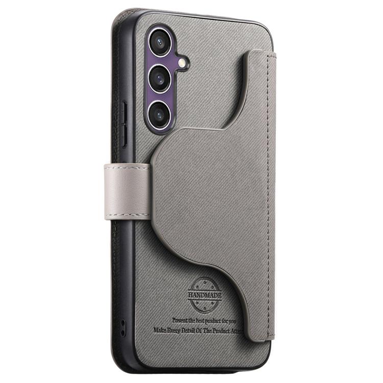 For Galaxy S23 FE 5G Twill Fabric MagSafe RFID Anti-theft Zipper Wallet Leather Phone Case