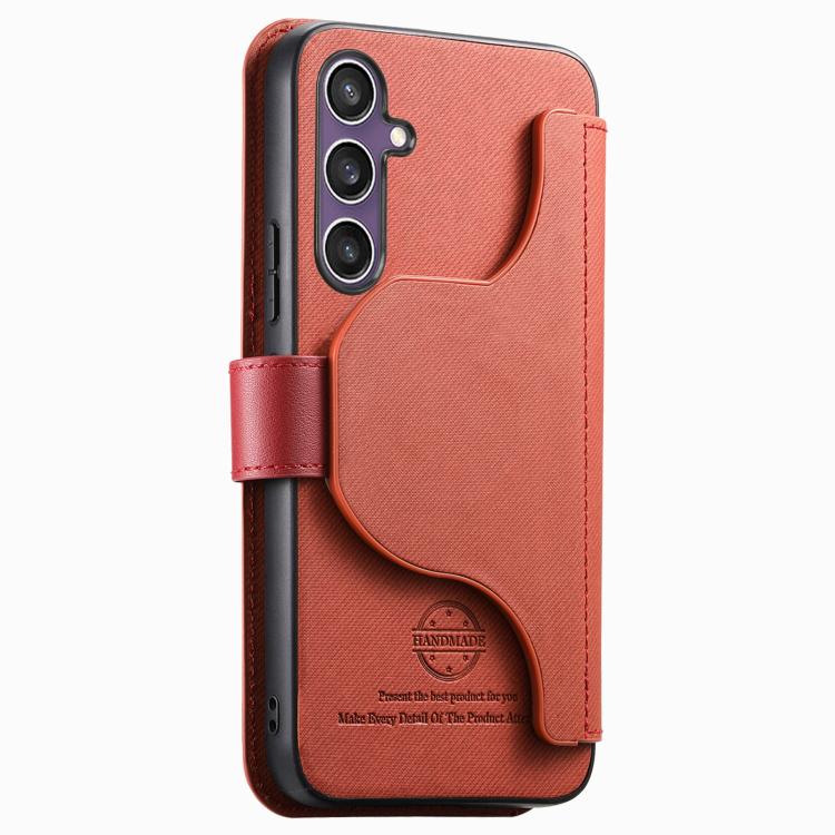 For Galaxy S23 FE 5G Twill Fabric MagSafe RFID Anti-theft Zipper Wallet Leather Phone Case