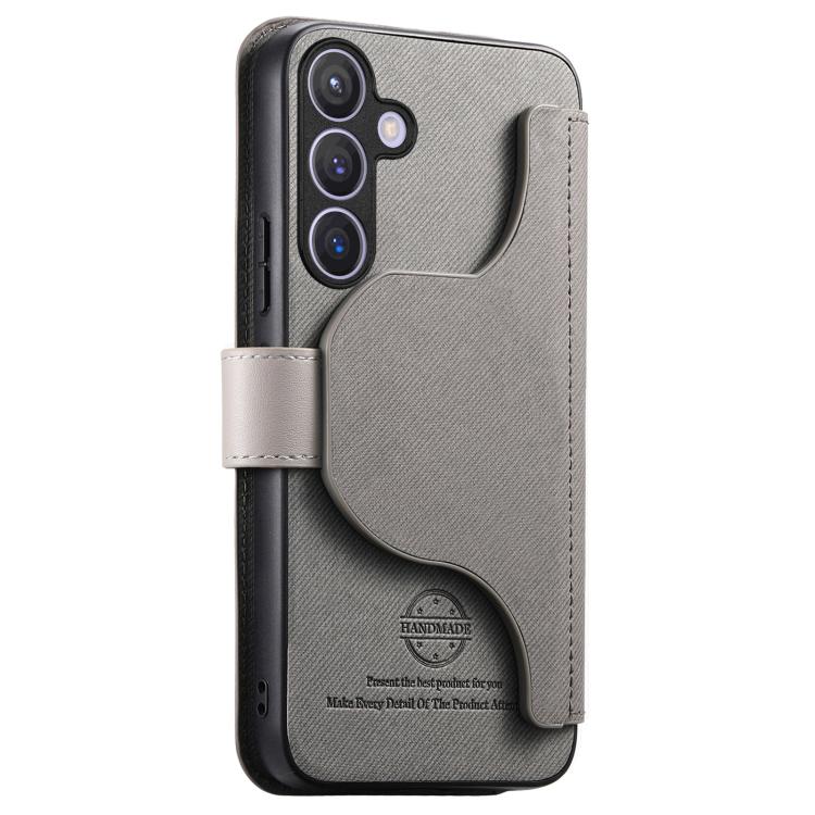 For Galaxy S24 FE 5G Twill Fabric MagSafe RFID Anti-theft Zipper Wallet Leather Phone Case