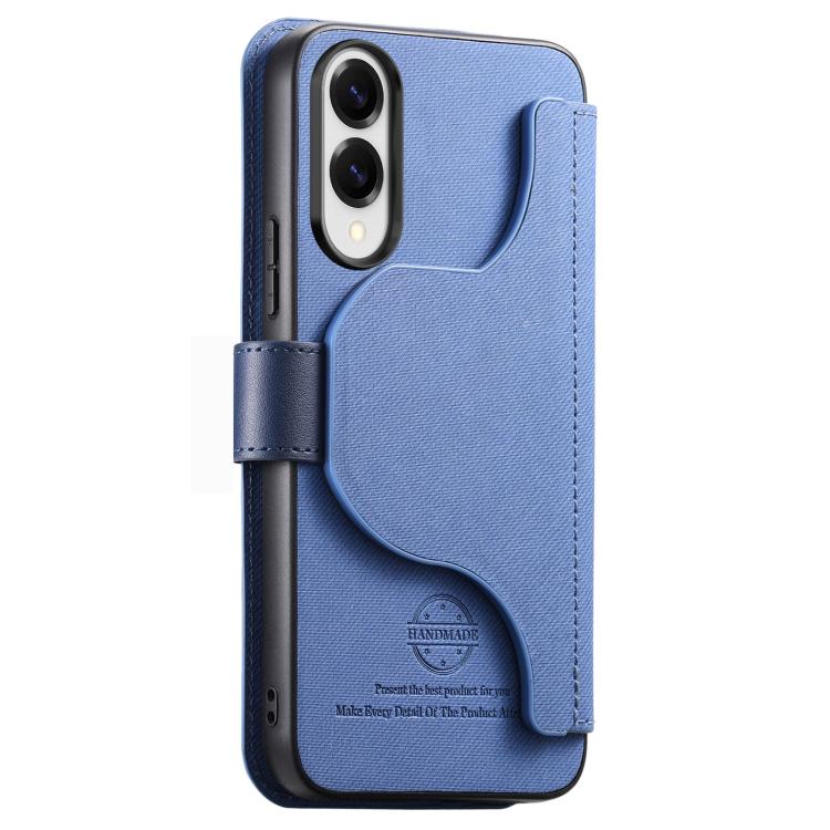 For Galaxy S25 Edge 5G Twill Fabric MagSafe RFID Anti-theft Zipper Wallet Leather Phone Case