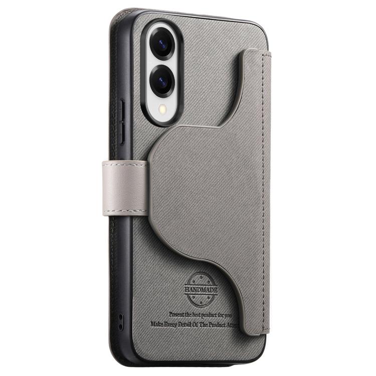 For Galaxy S25 Edge 5G Twill Fabric MagSafe RFID Anti-theft Zipper Wallet Leather Phone Case