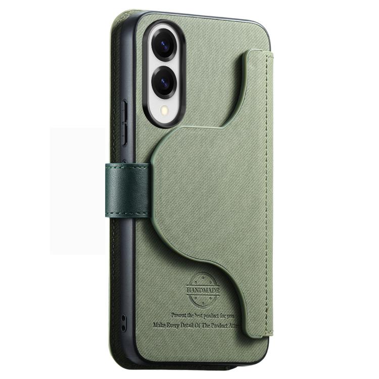 For Galaxy S25 Edge 5G Twill Fabric MagSafe RFID Anti-theft Zipper Wallet Leather Phone Case