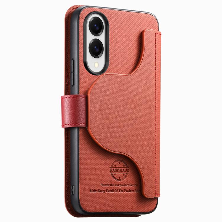 For Galaxy S25 Edge 5G Twill Fabric MagSafe RFID Anti-theft Zipper Wallet Leather Phone Case