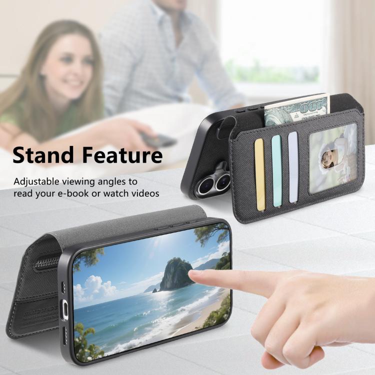 For Galaxy S26+ 5G Twill Fabric MagSafe RFID Anti-theft Zipper Wallet Leather Phone Case