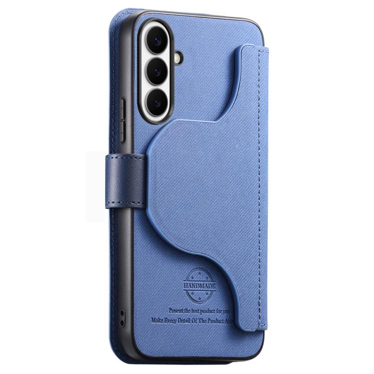 For Galaxy S26+ 5G Twill Fabric MagSafe RFID Anti-theft Zipper Wallet Leather Phone Case