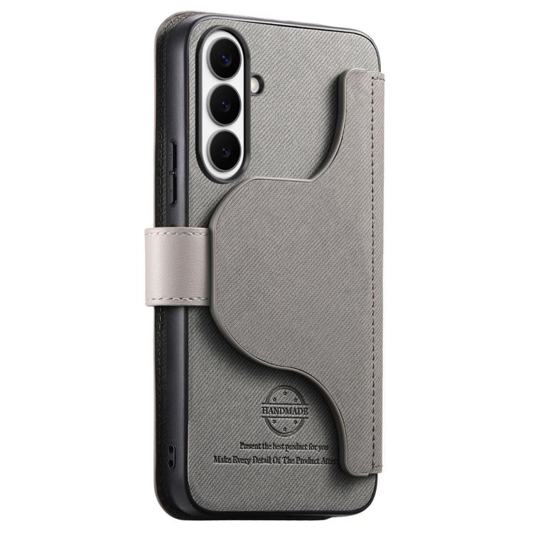 For Galaxy S26+ 5G Twill Fabric MagSafe RFID Anti-theft Zipper Wallet Leather Phone Case