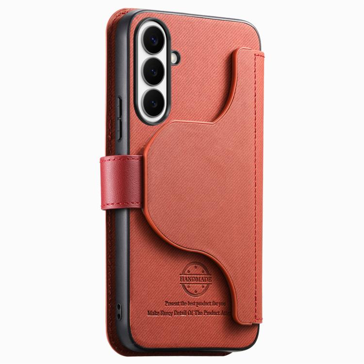 For Galaxy S26+ 5G Twill Fabric MagSafe RFID Anti-theft Zipper Wallet Leather Phone Case