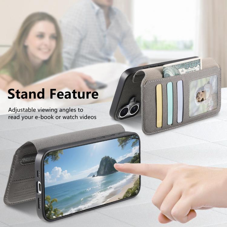 For Galaxy S26 Ultra 5G Twill Fabric MagSafe RFID Anti-theft Zipper Wallet Leather Phone Case