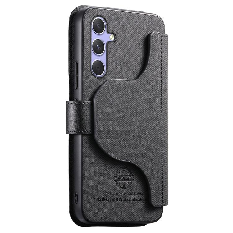 For Galaxy S25 FE 5G Twill Fabric MagSafe RFID Anti-theft Zipper Wallet Leather Phone Case