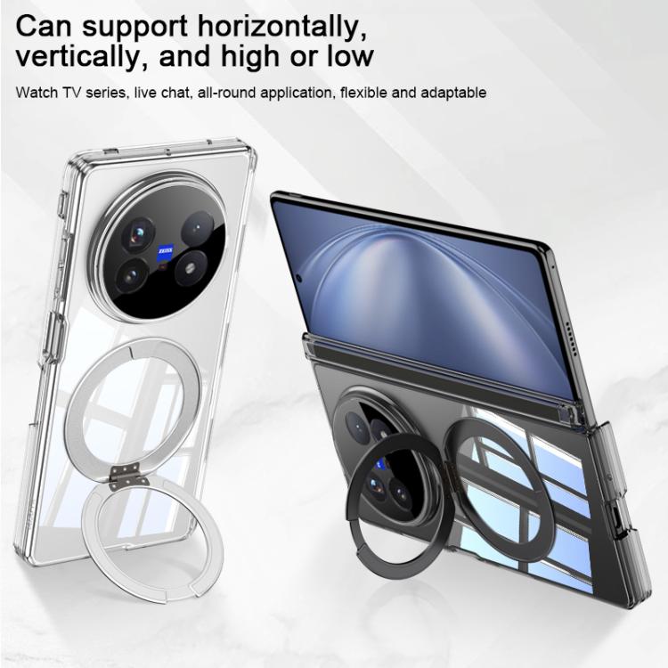 For vivo X Fold5 GKK MagSafe Magnetic Absorption Clear Full Cover TPU Phone Case with Rotating Holder