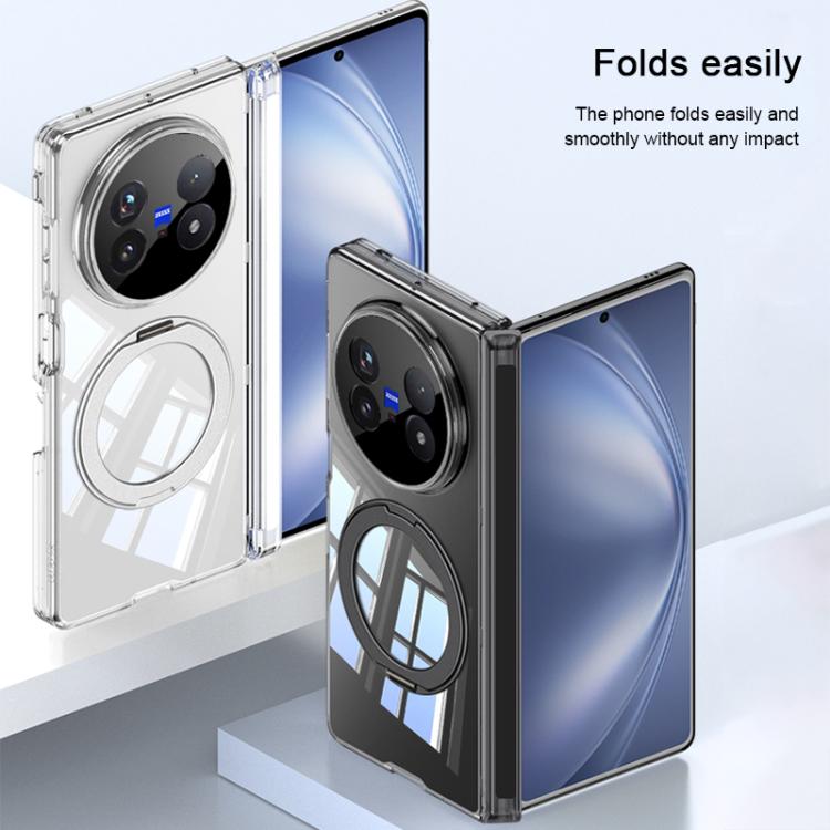 For vivo X Fold5 GKK MagSafe Magnetic Absorption Clear Full Cover TPU Phone Case with Rotating Holder