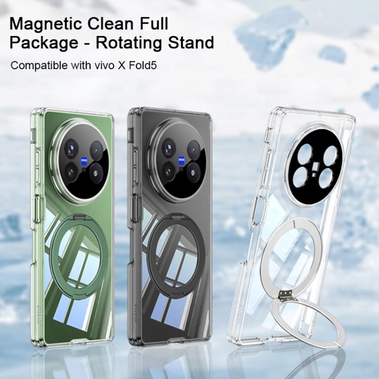 For vivo X Fold5 GKK MagSafe Magnetic Absorption Clear Full Cover TPU Phone Case with Rotating Holder