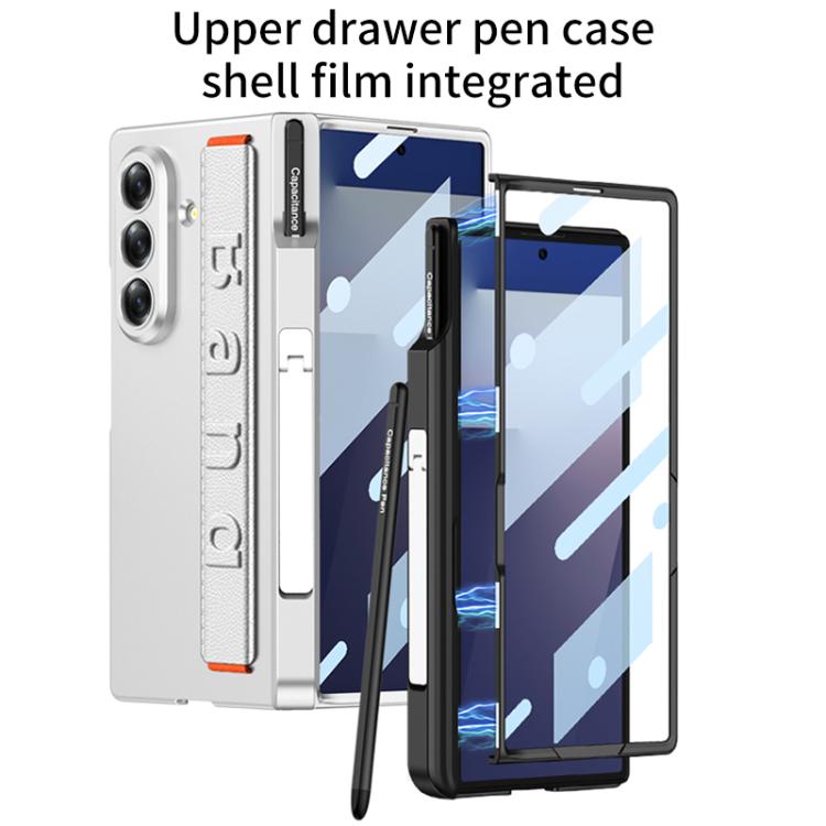 For Samsung Galaxy Z Fold7 5G GKK Integrated Magnetic Hinge Folding Holder Phone Case with Wrist Strap & Pen Holder