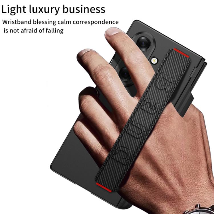 For Samsung Galaxy Z Fold7 5G GKK Integrated Magnetic Hinge Folding Holder Phone Case with Wrist Strap & Pen Holder