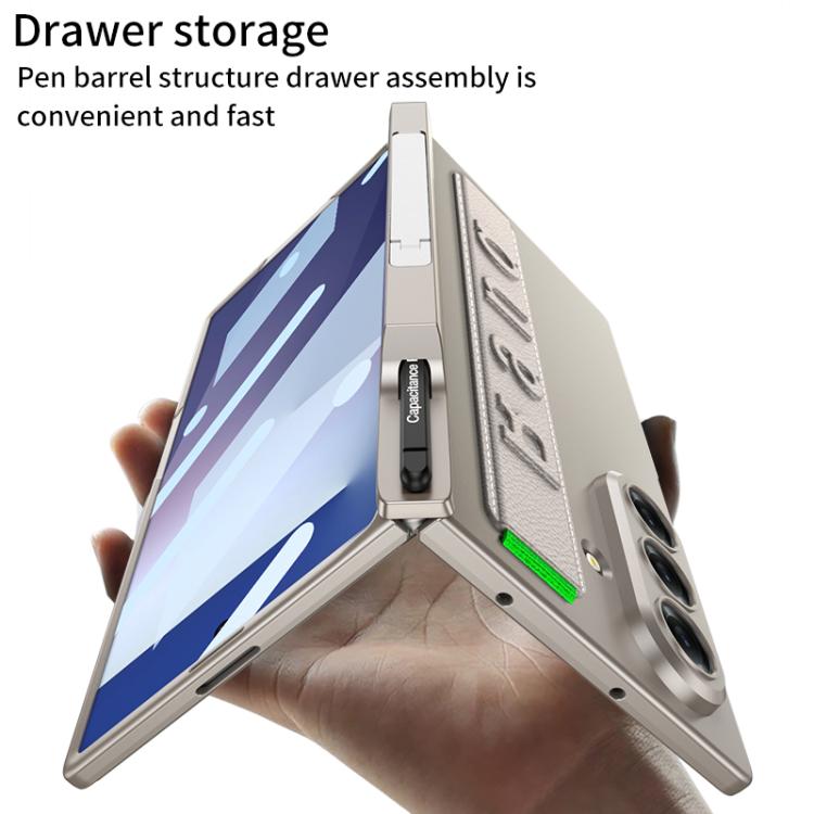 For Samsung Galaxy Z Fold7 5G GKK Integrated Magnetic Hinge Folding Holder Phone Case with Wrist Strap & Pen Holder