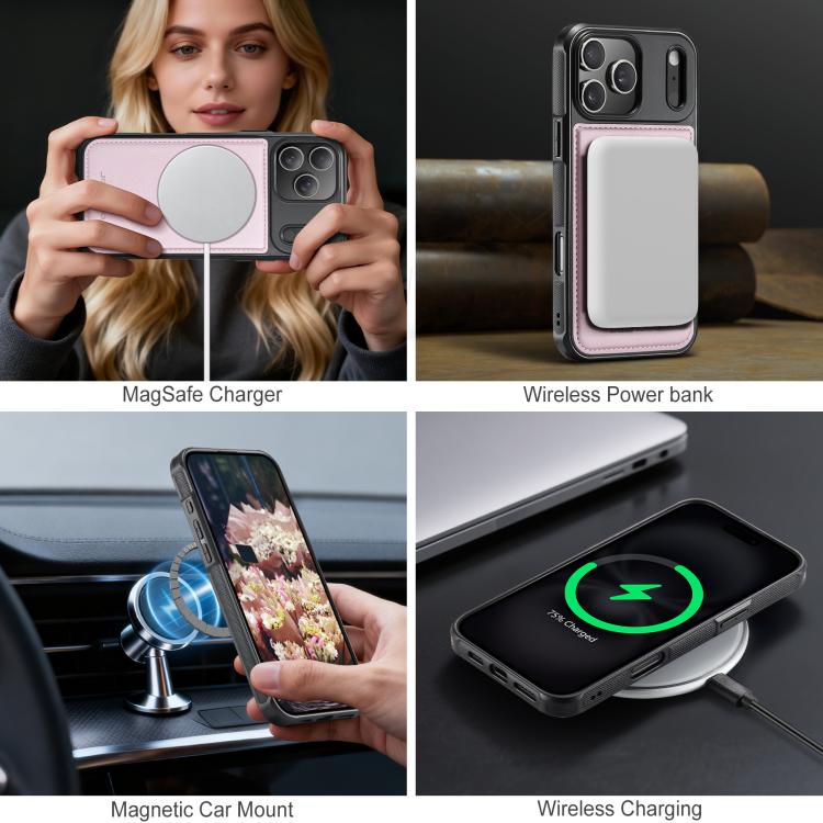 For iPhone 17 Pro Max JEEHOOD J10 Flip Card Bag MagSafe Split RFID Leather Phone Case