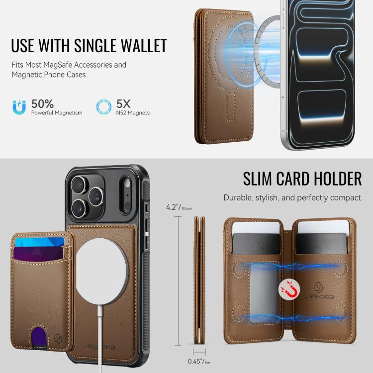 For iPhone 17 Pro Max JEEHOOD J10 Flip Card Bag MagSafe Split RFID Leather Phone Case