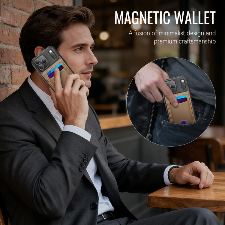 For iPhone 17 Pro Max JEEHOOD J10 Flip Card Bag MagSafe Split RFID Leather Phone Case