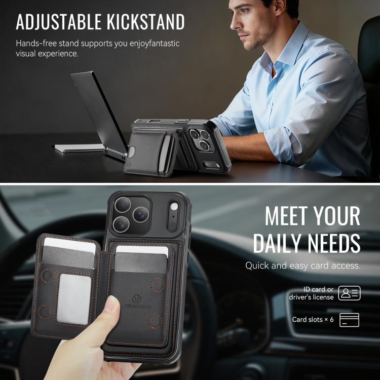 For iPhone 17 Pro Max JEEHOOD J10 Flip Card Bag MagSafe Split RFID Leather Phone Case
