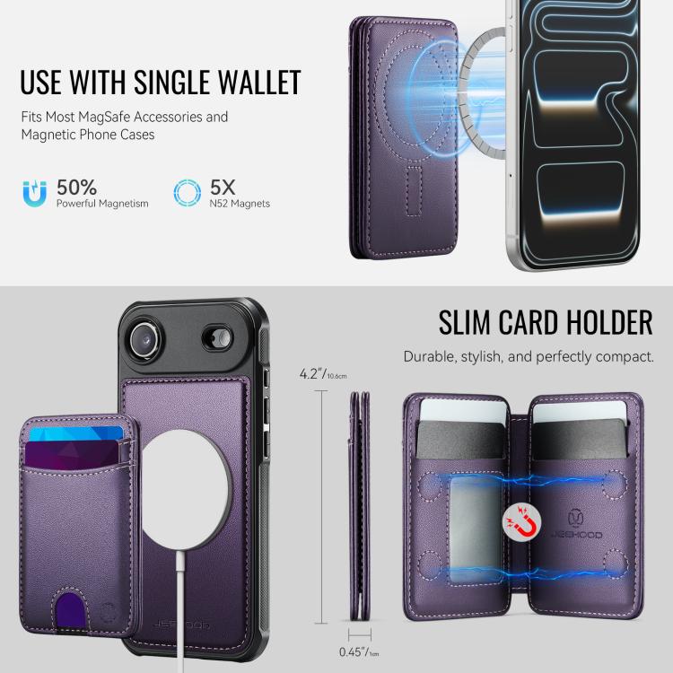 For iPhone Air JEEHOOD J10 Flip Card Bag MagSafe Split RFID Leather Phone Case