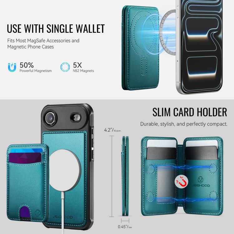 For iPhone Air JEEHOOD J10 Flip Card Bag MagSafe Split RFID Leather Phone Case