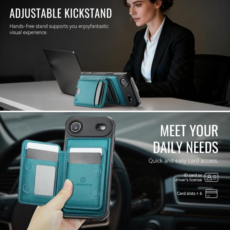 For iPhone Air JEEHOOD J10 Flip Card Bag MagSafe Split RFID Leather Phone Case