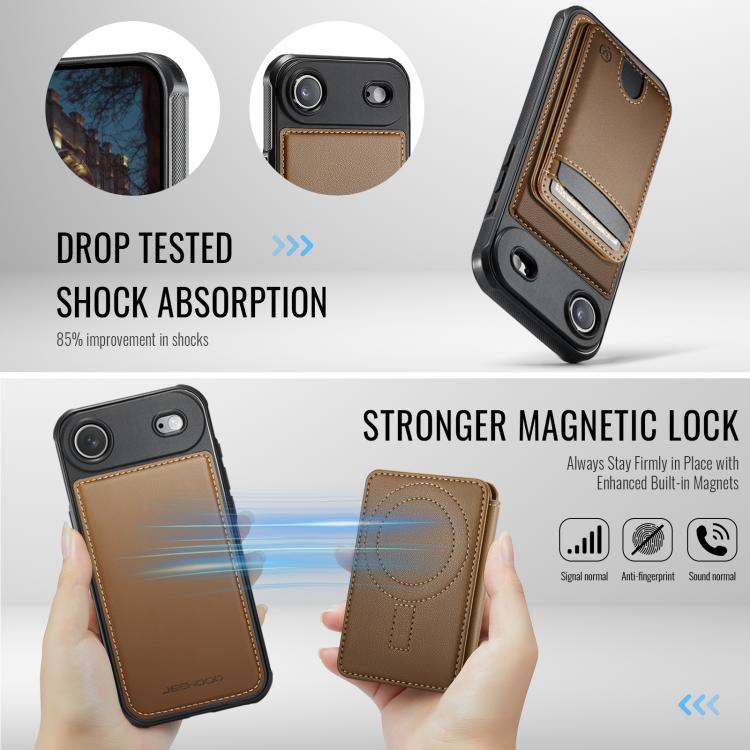 For iPhone Air JEEHOOD J10 Flip Card Bag MagSafe Split RFID Leather Phone Case