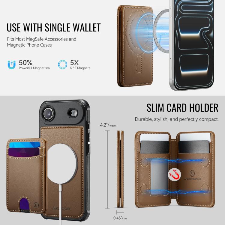 For iPhone Air JEEHOOD J10 Flip Card Bag MagSafe Split RFID Leather Phone Case