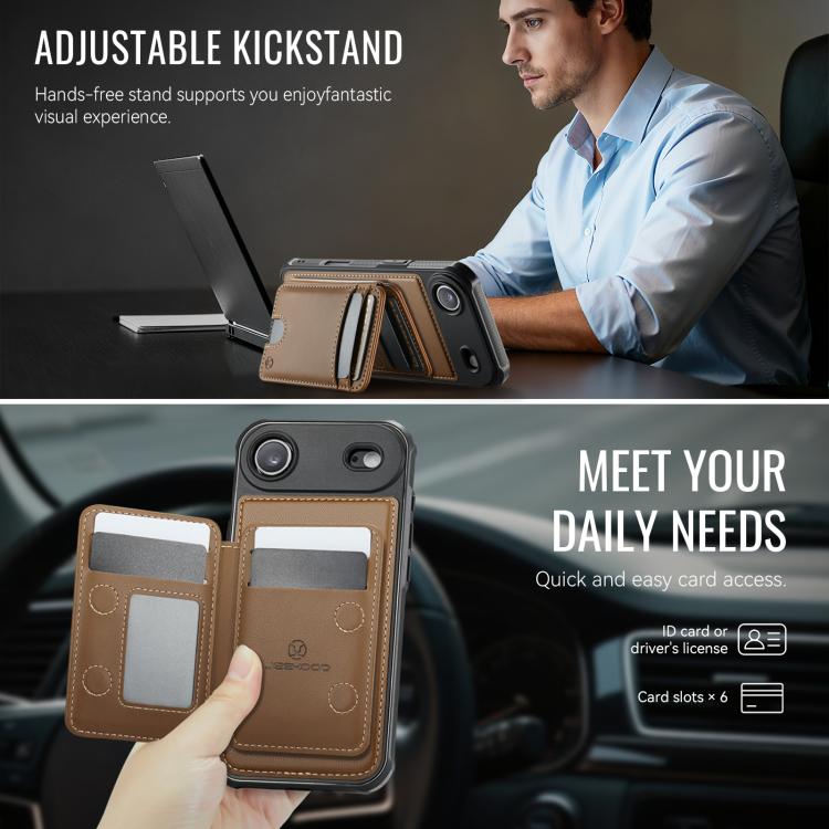 For iPhone Air JEEHOOD J10 Flip Card Bag MagSafe Split RFID Leather Phone Case