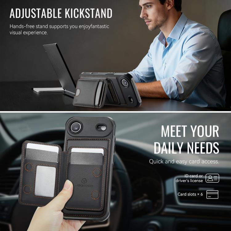 For iPhone Air JEEHOOD J10 Flip Card Bag MagSafe Split RFID Leather Phone Case