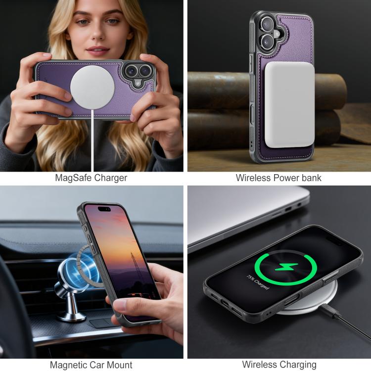 For iPhone 17 JEEHOOD J10 Flip Card Bag MagSafe Split RFID Leather Phone Case