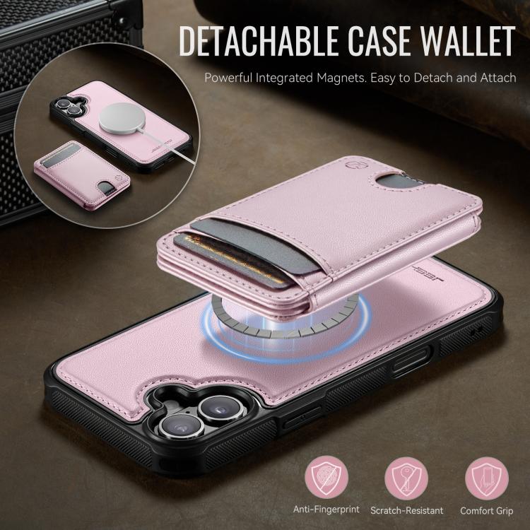 For iPhone 17 JEEHOOD J10 Flip Card Bag MagSafe Split RFID Leather Phone Case