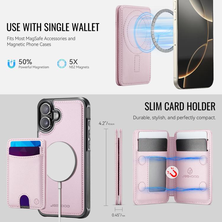 For iPhone 17 JEEHOOD J10 Flip Card Bag MagSafe Split RFID Leather Phone Case