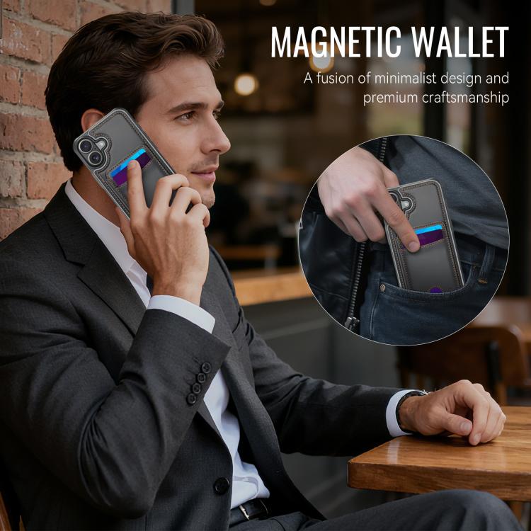 For iPhone 17 JEEHOOD J10 Flip Card Bag MagSafe Split RFID Leather Phone Case