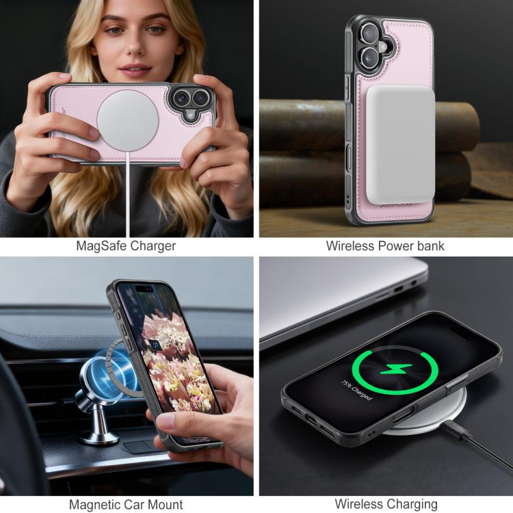 For iPhone 16 Plus JEEHOOD J10 Flip Card Bag MagSafe Split RFID Leather Phone Case