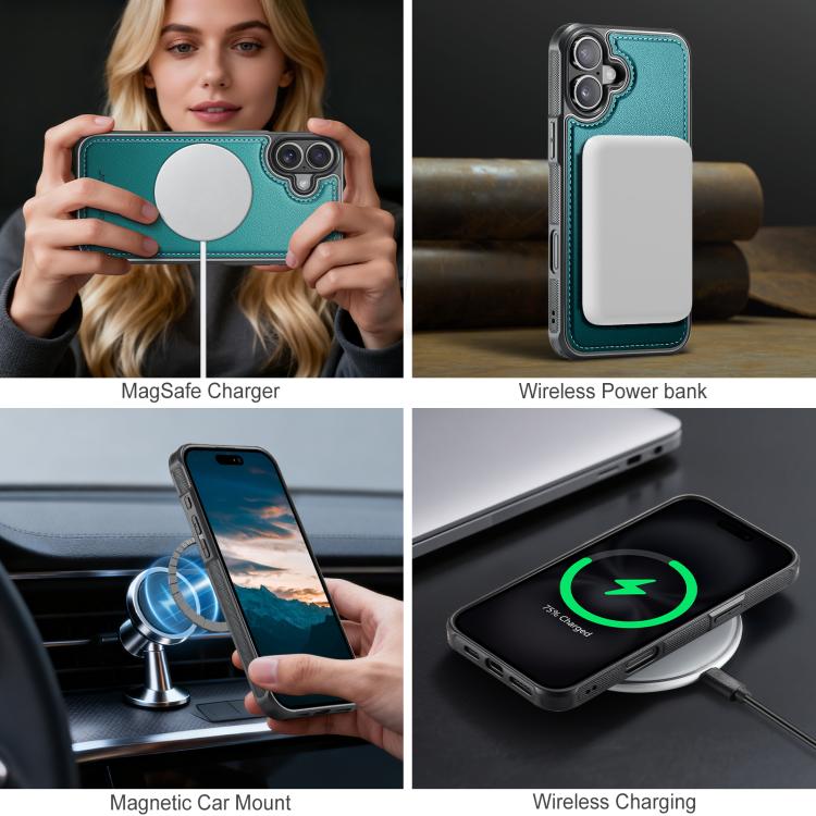 For iPhone 16 Plus JEEHOOD J10 Flip Card Bag MagSafe Split RFID Leather Phone Case