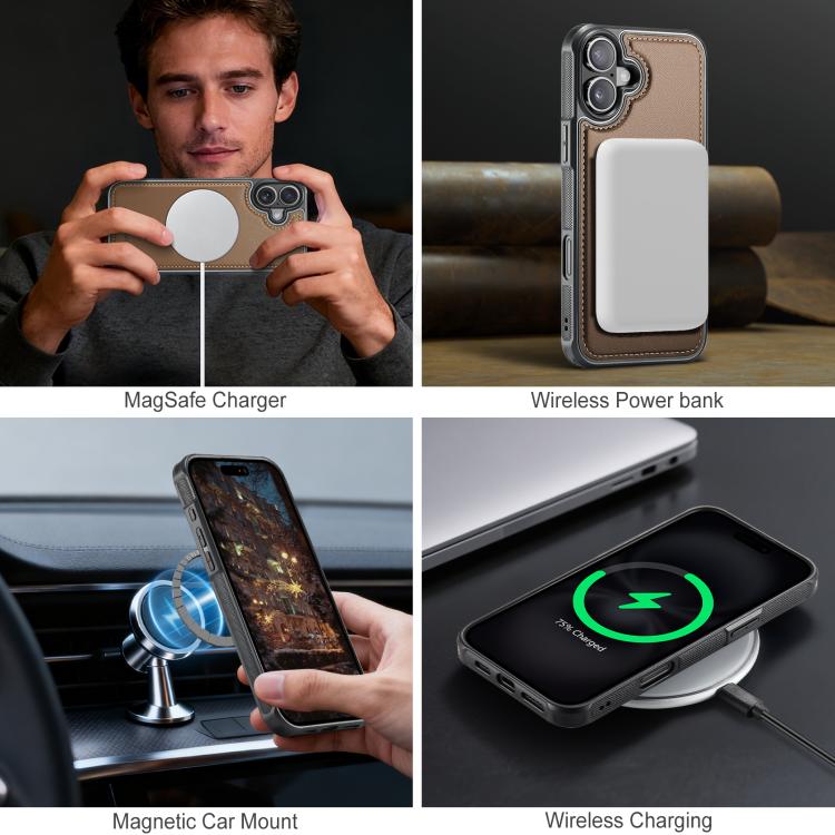 For iPhone 16 Plus JEEHOOD J10 Flip Card Bag MagSafe Split RFID Leather Phone Case