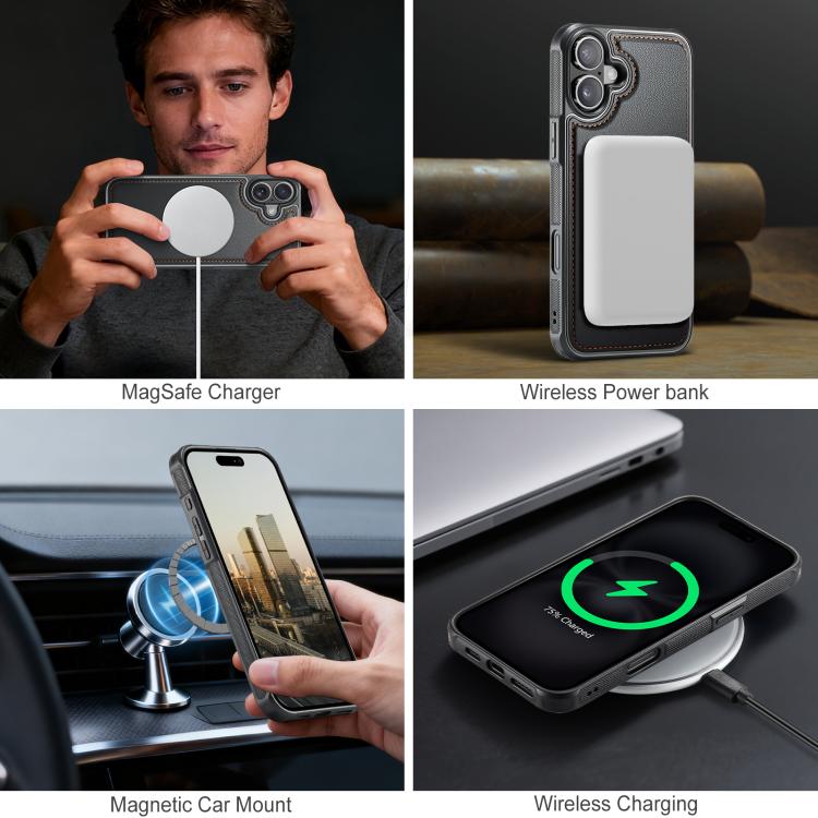 For iPhone 16 JEEHOOD J10 Flip Card Bag MagSafe Split RFID Leather Phone Case