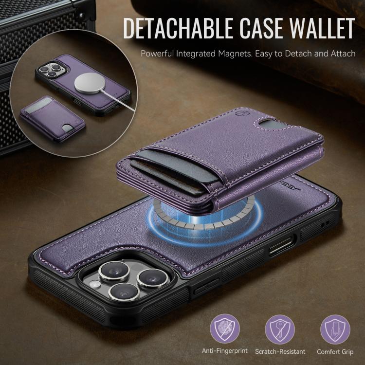 For iPhone 16 Pro Max JEEHOOD J10 Flip Card Bag MagSafe Split RFID Leather Phone Case