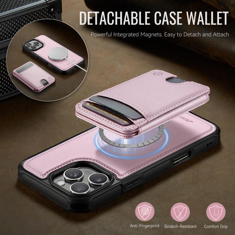 For iPhone 16 Pro Max JEEHOOD J10 Flip Card Bag MagSafe Split RFID Leather Phone Case