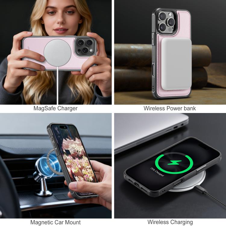 For iPhone 16 Pro Max JEEHOOD J10 Flip Card Bag MagSafe Split RFID Leather Phone Case