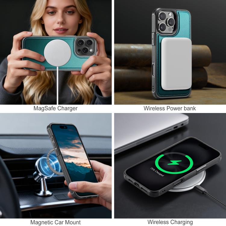 For iPhone 16 Pro Max JEEHOOD J10 Flip Card Bag MagSafe Split RFID Leather Phone Case