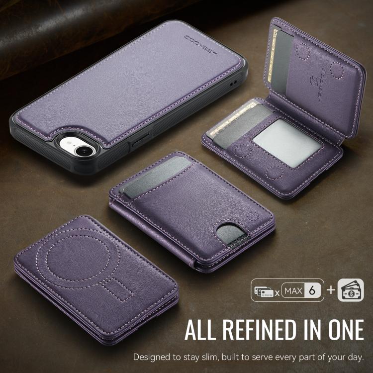 For iPhone 17e / 16e JEEHOOD J10 Flip Card Bag MagSafe Split RFID Leather Phone Case