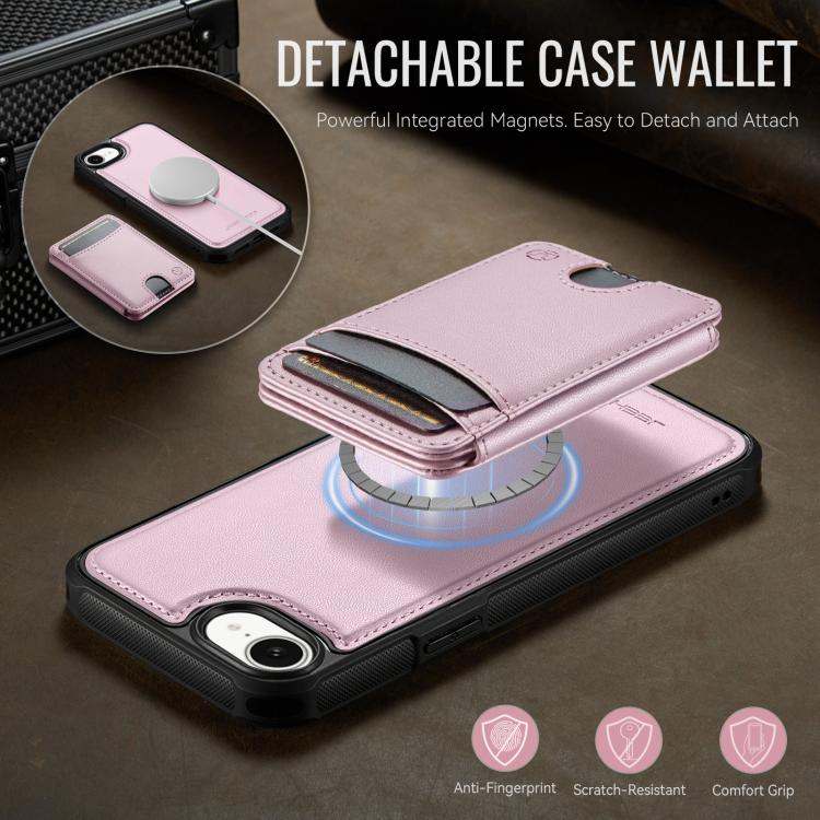 For iPhone 17e / 16e JEEHOOD J10 Flip Card Bag MagSafe Split RFID Leather Phone Case