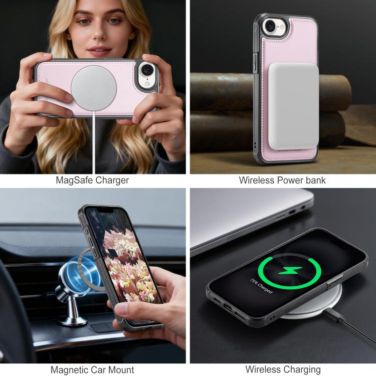 For iPhone 17e / 16e JEEHOOD J10 Flip Card Bag MagSafe Split RFID Leather Phone Case