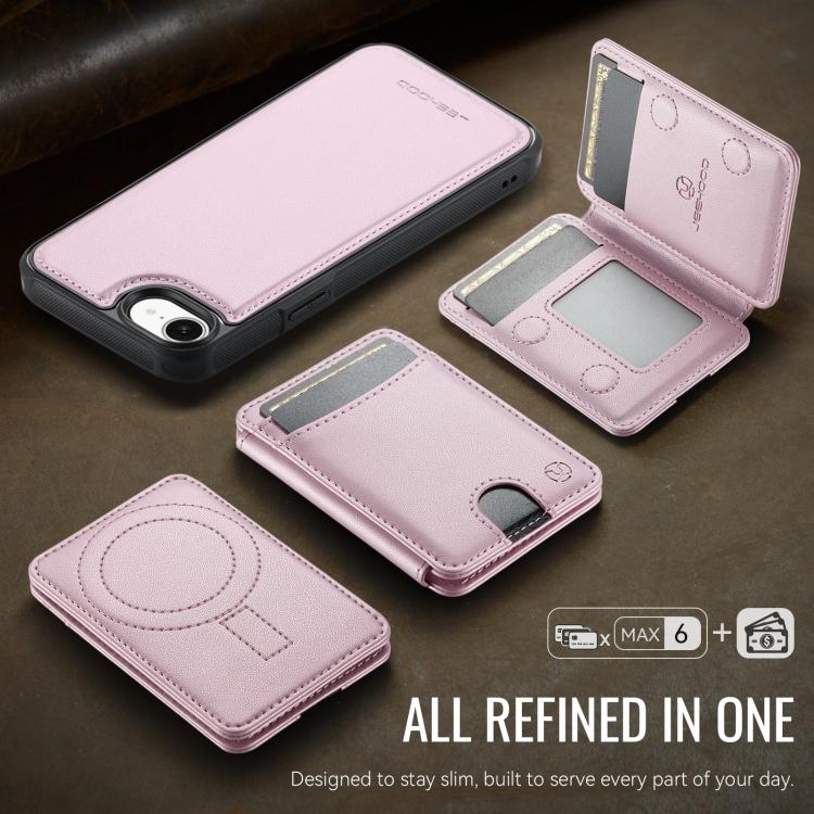 For iPhone 17e / 16e JEEHOOD J10 Flip Card Bag MagSafe Split RFID Leather Phone Case