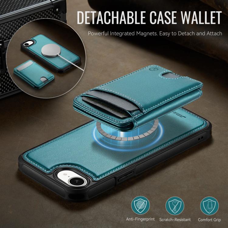 For iPhone 17e / 16e JEEHOOD J10 Flip Card Bag MagSafe Split RFID Leather Phone Case
