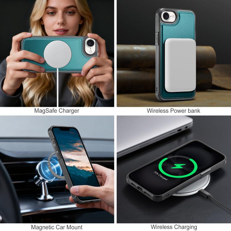 For iPhone 17e / 16e JEEHOOD J10 Flip Card Bag MagSafe Split RFID Leather Phone Case