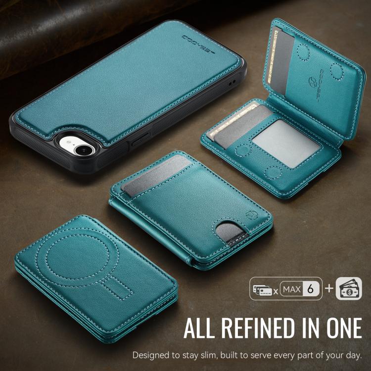 For iPhone 17e / 16e JEEHOOD J10 Flip Card Bag MagSafe Split RFID Leather Phone Case