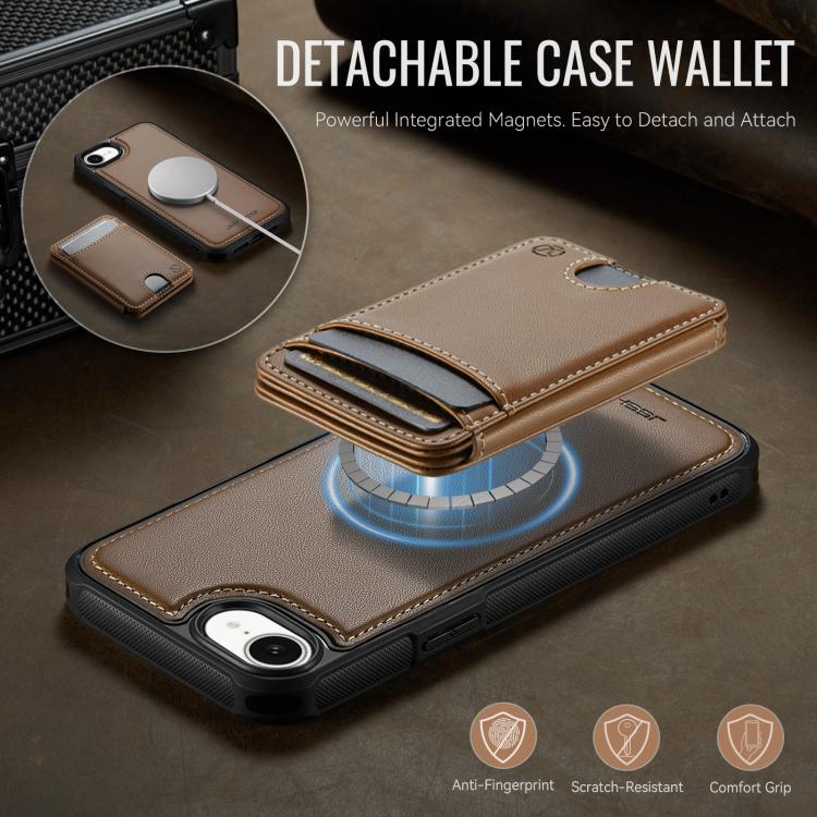 For iPhone 17e / 16e JEEHOOD J10 Flip Card Bag MagSafe Split RFID Leather Phone Case